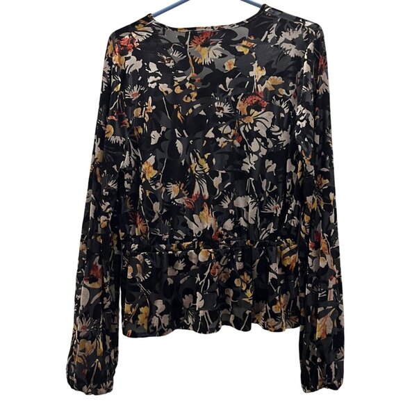 Rachel Roy Floral Velvet Burnout Alma Peplum Top Fairy Whimsigoth Size Large - Picture 4 of 16